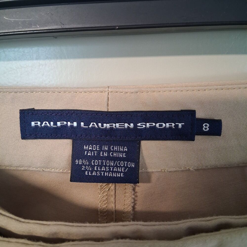 Ralph Lauren Sport Slim Fit Mid-Rise Khaki Chino Trousers Size 8 Minimalist - Picture 10 of 12